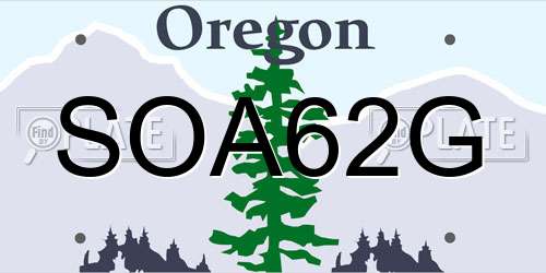 SOA62G Oregon License Plate