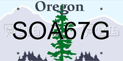 SOA67G Oregon License Plate