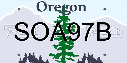 SOA97B Oregon License Plate