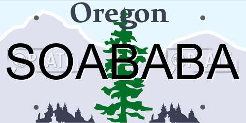 SOABABA Oregon License Plate
