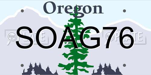 SOAG76 Oregon License Plate