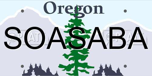 SOASABA Oregon License Plate
