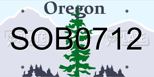 SOB0712 Oregon License Plate