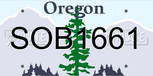 SOB1661 Oregon License Plate
