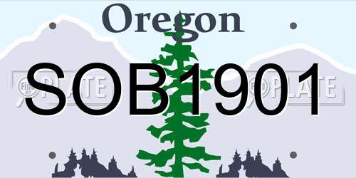SOB1901 Oregon License Plate