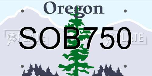 SOB750 Oregon License Plate