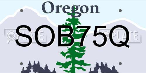 SOB75Q Oregon License Plate
