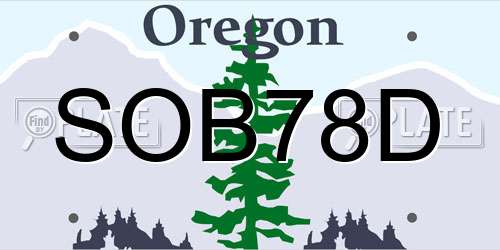 SOB78D Oregon License Plate