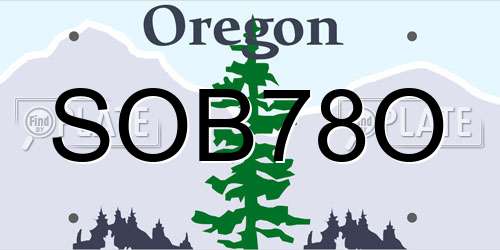 SOB78O Oregon License Plate