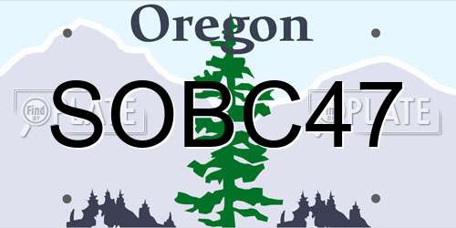 SOBC47 Oregon License Plate