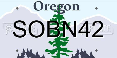 SOBN42 Oregon License Plate