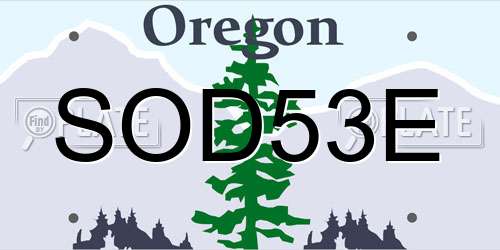 SOD53E Oregon License Plate