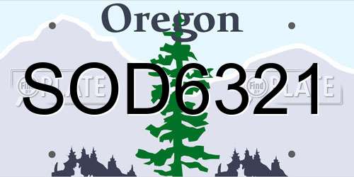 SOD6321 Oregon License Plate