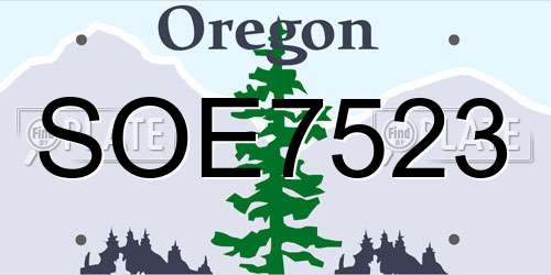 SOE7523 Oregon License Plate