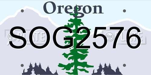 SOG2576 Oregon License Plate
