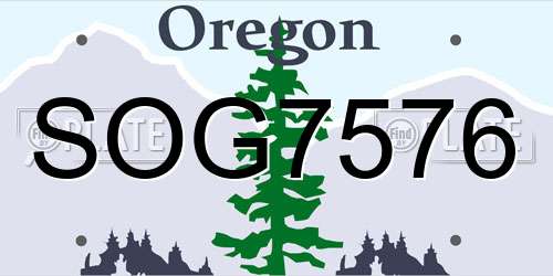 SOG7576 Oregon License Plate