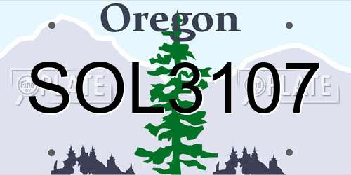 SOL3107 Oregon License Plate