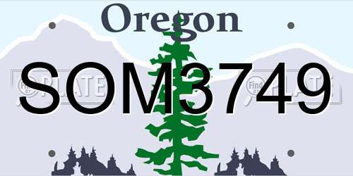 SOM3749 Oregon License Plate