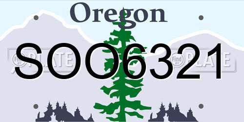 SOO6321 Oregon License Plate