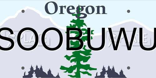 SOOBUWU Oregon License Plate
