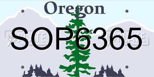 SOP6365 Oregon License Plate