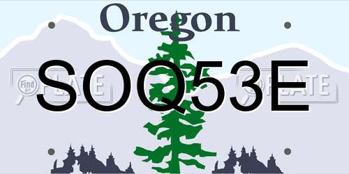 SOQ53E Oregon License Plate
