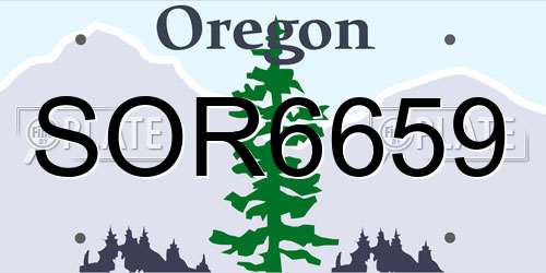 SOR6659 Oregon License Plate