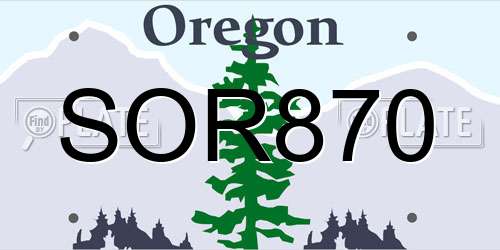 SOR870 Oregon License Plate