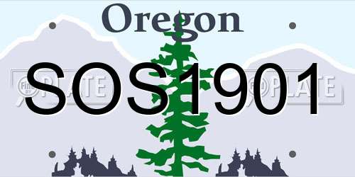 SOS1901 Oregon License Plate