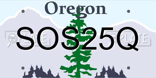 SOS25Q Oregon License Plate