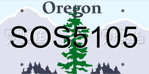 SOS5105 Oregon License Plate
