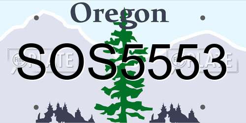 SOS5553 Oregon License Plate