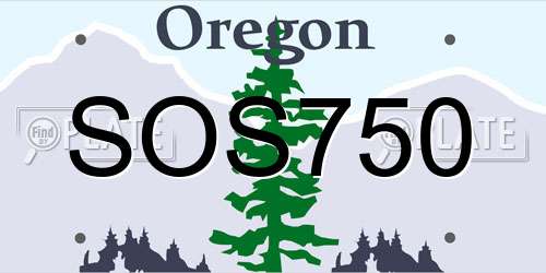 SOS750 Oregon License Plate