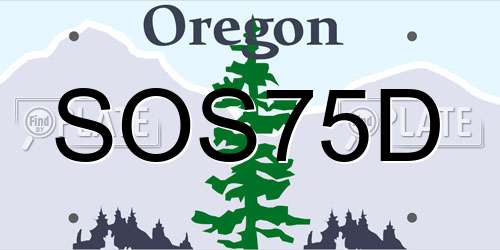 SOS75D Oregon License Plate