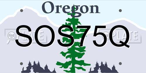 SOS75Q Oregon License Plate