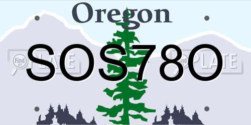 SOS78O Oregon License Plate