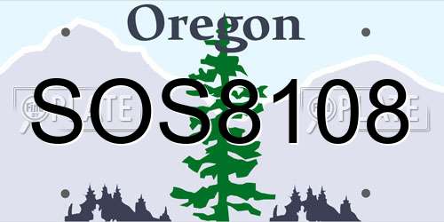 SOS8108 Oregon License Plate