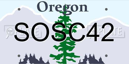 SOSC42 Oregon License Plate