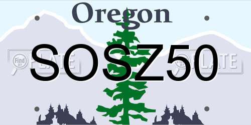 SOSZ50 Oregon License Plate