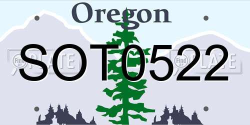 SOT0522 Oregon License Plate