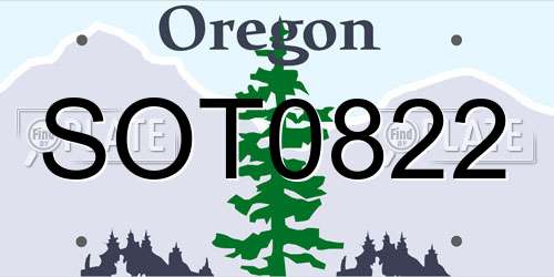 SOT0822 Oregon License Plate
