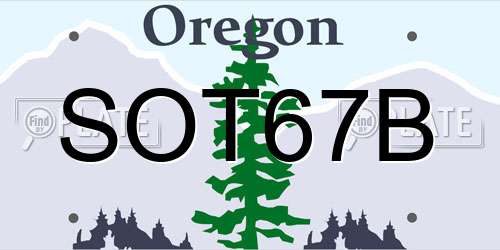 SOT67B Oregon License Plate