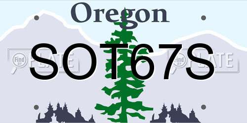 SOT67S Oregon License Plate