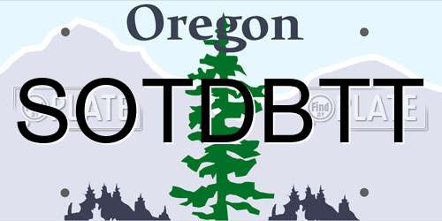 SOTDBTT Oregon License Plate