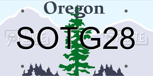 SOTG28 Oregon License Plate