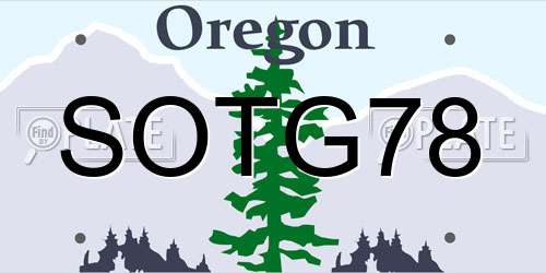 SOTG78 Oregon License Plate