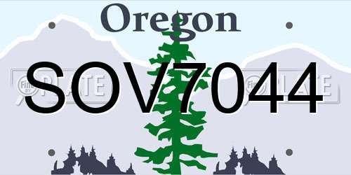 SOV7044 Oregon License Plate