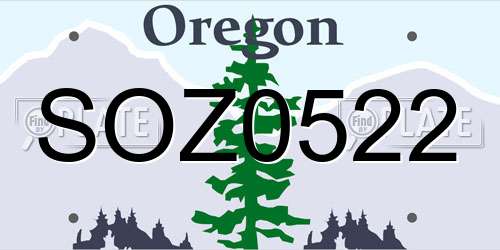 SOZ0522 Oregon License Plate