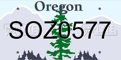 SOZ0577 Oregon License Plate