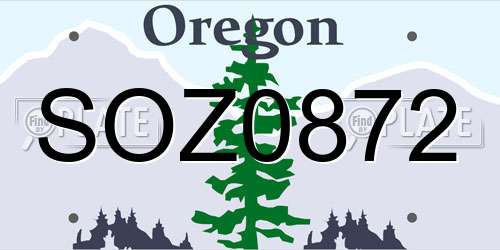 SOZ0872 Oregon License Plate
